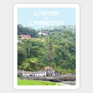 Lynton Lynmouth North Devon Cliff Railway Travel location poster Sticker